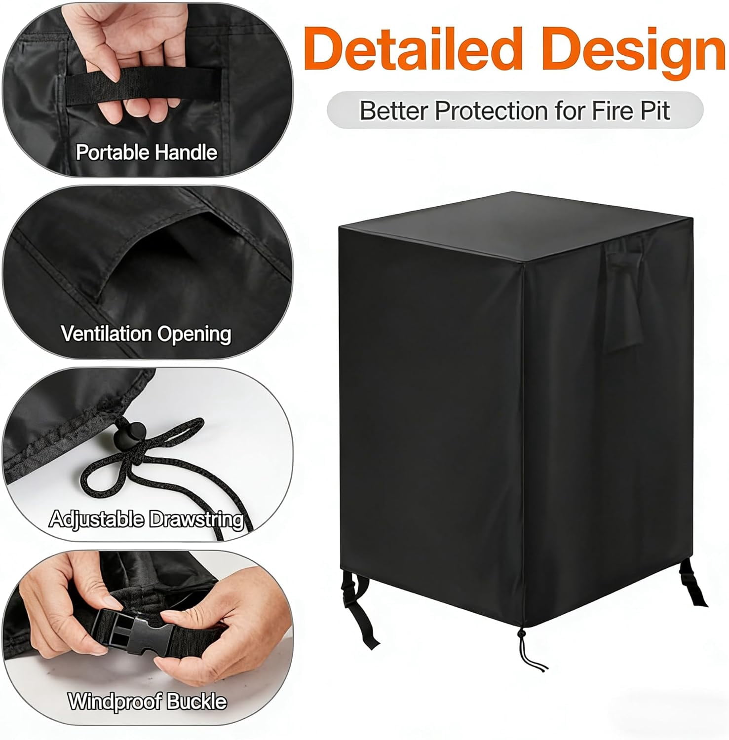 Round Fire Pit Cover 30Dx25H Waterproof Outdoor Gas Firepit Table Cover for BALI OUTDOORS Propane Fire Pit Column