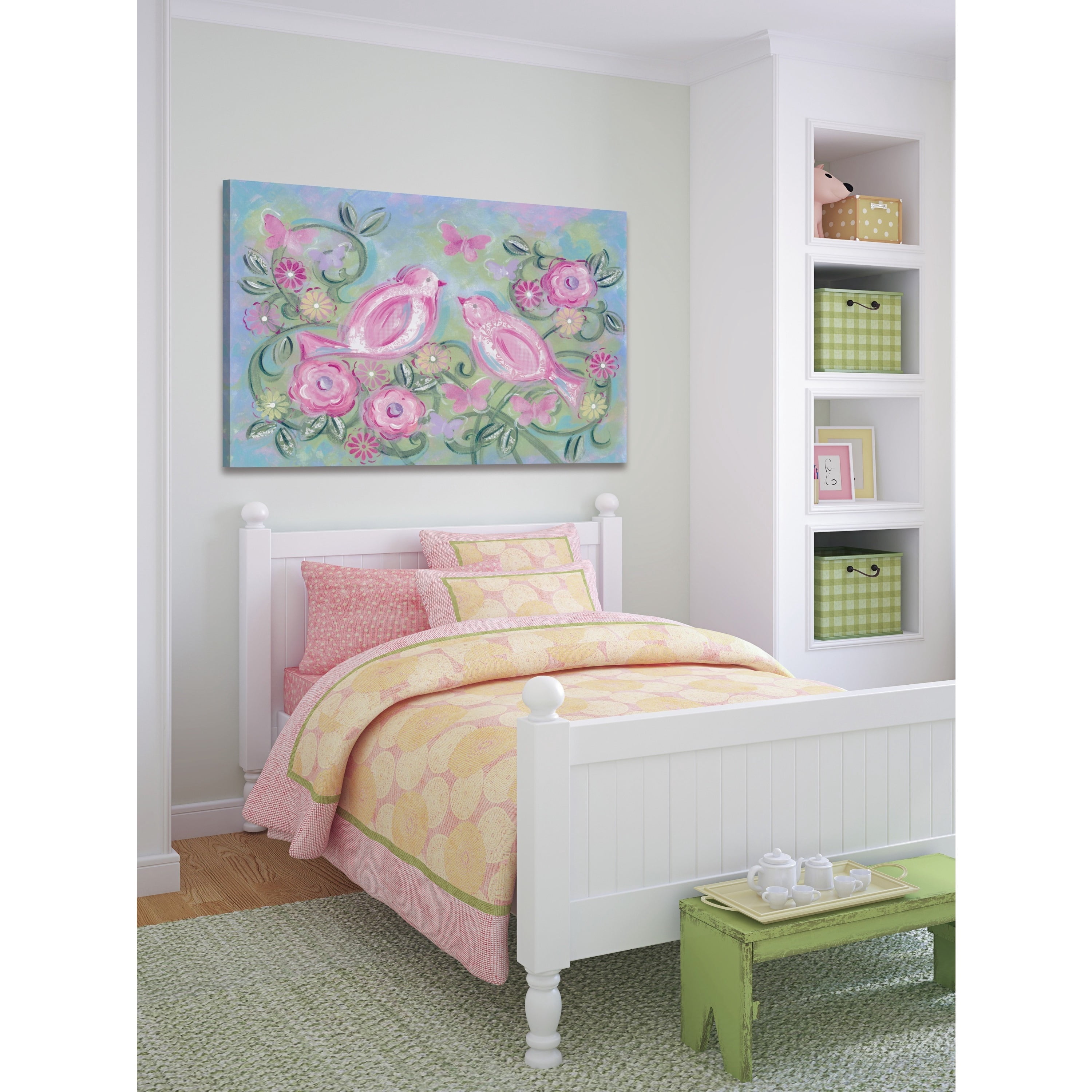 Marmont Hill "Birds in Garden" by Reesa Qualia Painting Print on Wrapped Canvas