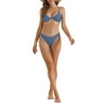 thumbnail image 2 of INSPIRAR CHIC Conjuntos de Bikini de Mujer con Halter y Aros, 2 Piezas, Tirantes Ajustables, Parte Inferior en Triángulo, Trajes de Baño, Azul Humo Grande, 2 of 5