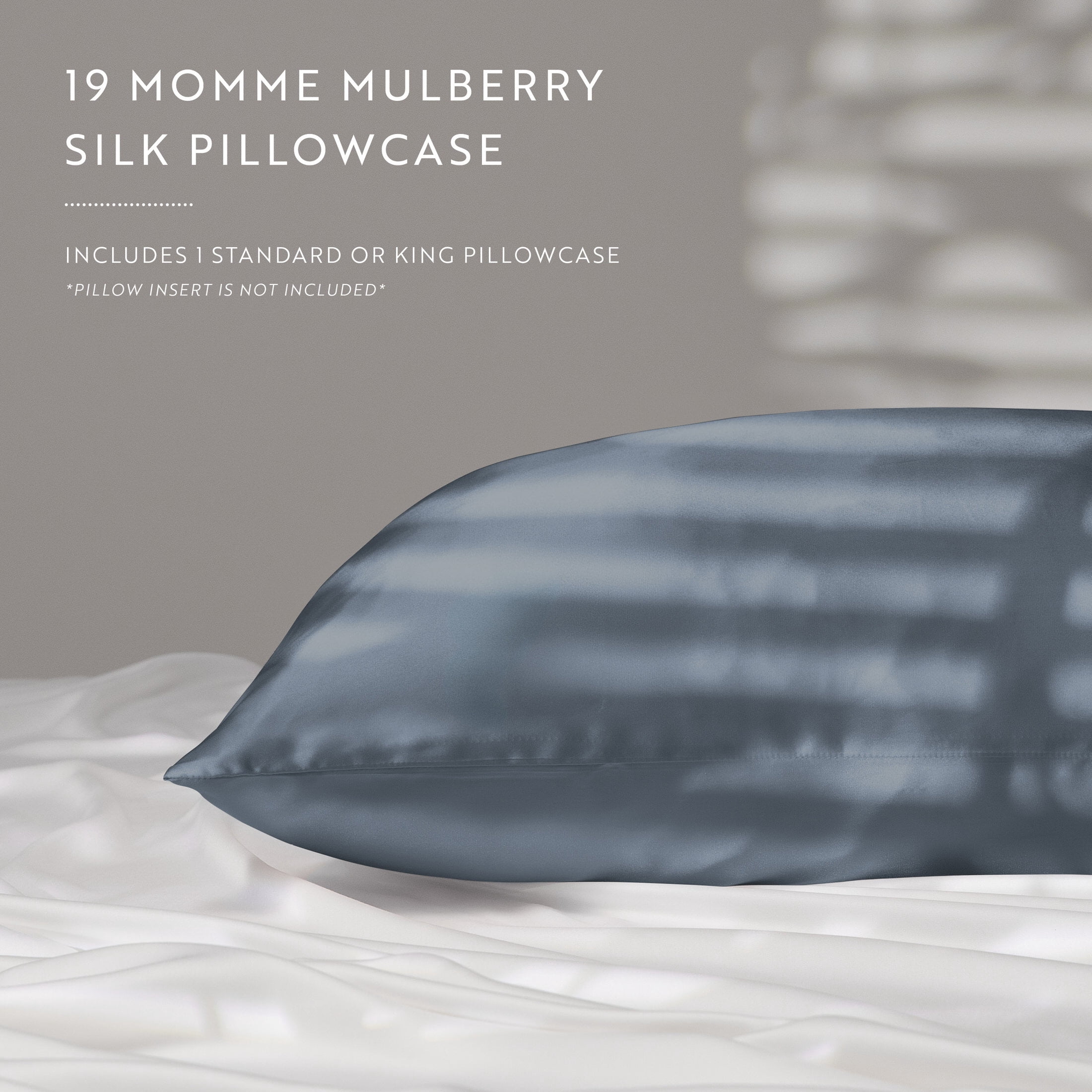 100% Mulberry Silk Zippered Pillowcase by Comfort Canopy, Stone Blue, Queen, 1 count