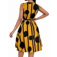 thumbnail image 5 of Women'S Striped Wrap V Neck Tie Waist Sleeveless Spaghetti Straps Dress Yellow S, 5 of 9