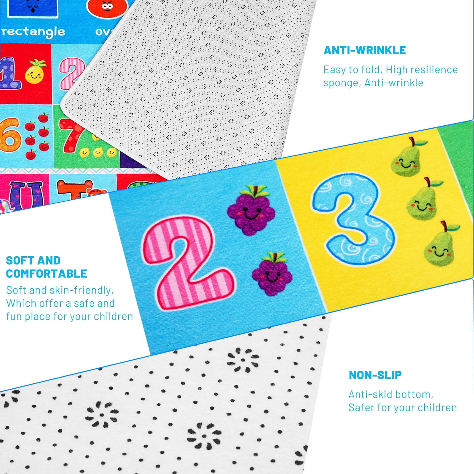AKASISRUG Baby Play Mat Kids Rug for Playroom, Floor Mat for Toddlers, Playtime Collection ABC, Numbers, Animals Educational Area Rugs for Kids Room Classroom