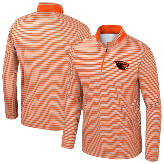 Men's Colosseum Orange Oregon State Beavers Striped Quarter-Zip Top