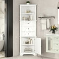 thumbnail image 3 of Bathroom Triangle Organizer Tall Corner Storage Cabinet With 3 Drawers, 2 Open Storage Shelf And 1 Door For Bedroom, 3 of 9