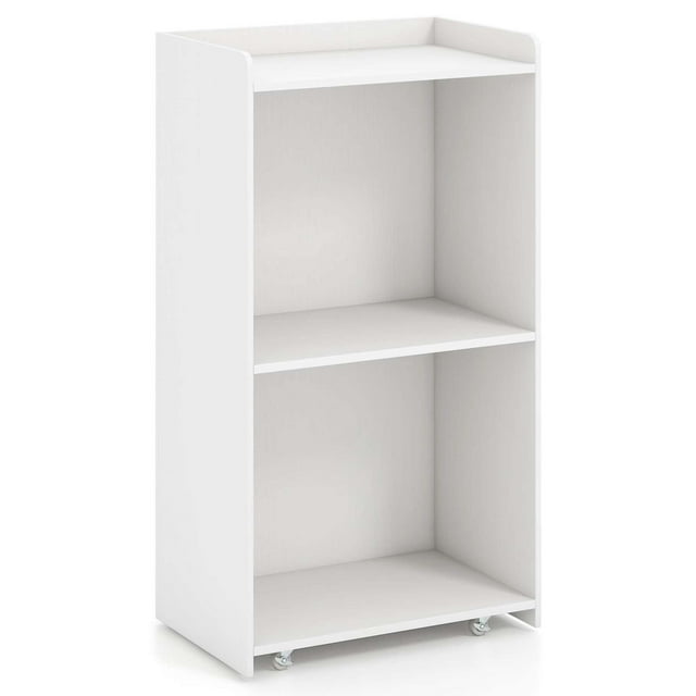 Costway Pupitre de Présentation de 41 Pouces avec 2 Étagères de Rangement Chariot pour Ordinateur Portable 4 Roulettes Blanc