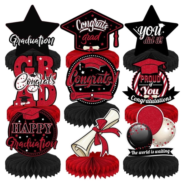 Graduation Ornaments Graduation Glory 2025 Premium Prom Night Honeycomb Centerpieces, Complete Table Decor Kit for High School & College Graduation Parties, Create Memorable Prom Atmospheres.
