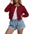 thumbnail image 2 of idosla Cropped Cardigan Bolero Shrug for Women, Button Down Long Sleeve Knit Sweater for Dresses,for Jeans (Wine, S), 2 of 6