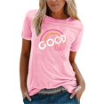 thumbnail image 1 of Cathalem Hauts Courts pour Femmes T-Shirts à Manches Courtes Printemps 2024 Pull Décontracté, Rose L, 1 of 5