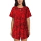 thumbnail image 1 of Fotbe Red Rose Conjunto de Pijama Estampado para Mujer, 2 Piezas, Ropa de Dormir con Camiseta de Manga Corta y Shorts Suaves-Medium, 1 of 6