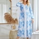 thumbnail image 1 of Mujer Cuello En V Manga Larga Impreso Dividido Camisón Ropa De Dormir Ropa De Dormir Suave Cómodo Vestido De Dormir Tipo 2 M, 1 of 7