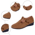 thumbnail image 4 of Rokment Wedge Dress Shoes for Women 2026 Spring Summer Fall Vintage Casual Suede Pointed Closed Toe Buckles Mid Heels Mary Jane Dressy Sandals Brown Size 9.5, 4 of 6