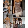thumbnail image 2 of Women's Sequin Cocktail Dresses 1920s Flapper Dress Gatsby Fringe Mini Dresses Feather Prom Party Dress, 2 of 6