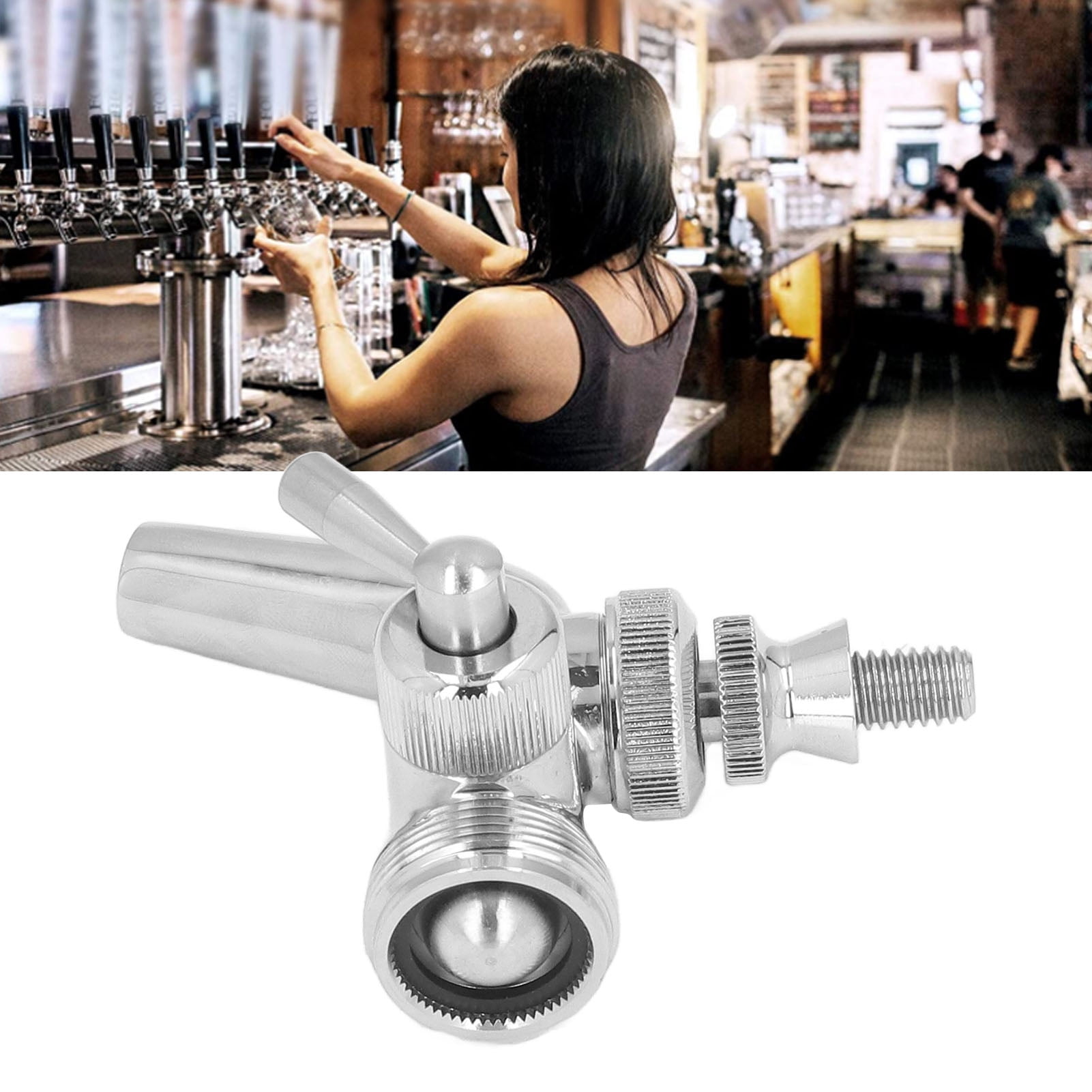 Rupoun Stainless Steel Beer Flow Control Faucet Tap with Dust Cover and Handle for Homebrewing Kegerator System