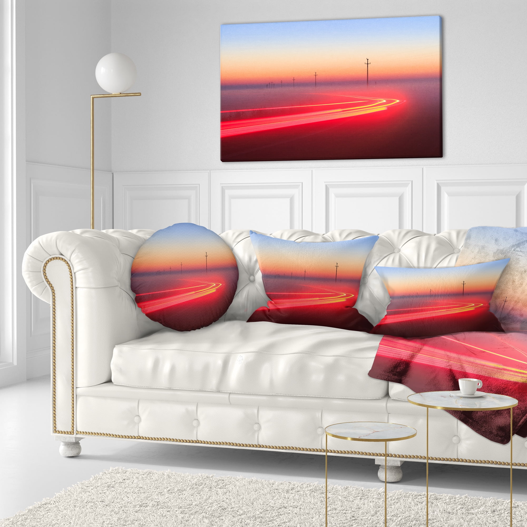 Designart Barcelona Street Traffic Trail - Throw Pillow - 12x20
