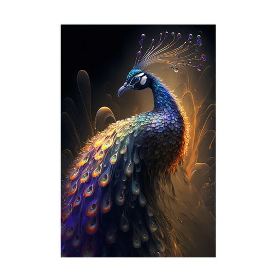 Canvas Wall Art - Ray Heere 'Proud Peacocks 28' Wall Art for Living Room, Bedroom, or Office Décor by Trademark Fine Art - 12 x 19 Inches