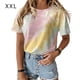 thumbnail image 1 of Camiseta de mujer Cuello redondo Manga corta Tie-dye Printed Casual Top, Caqui, XXL AweSitey  AP000470-27, 1 of 7