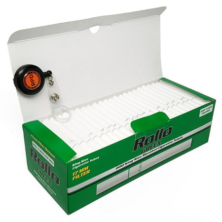 Rollo Green - King Size (84mm) Menthol Cigarette Tubes (200 Tubes per Box) 1 Box with Rolling Paper Depot Lighter (Best Tubes For Rolling Cigarettes)