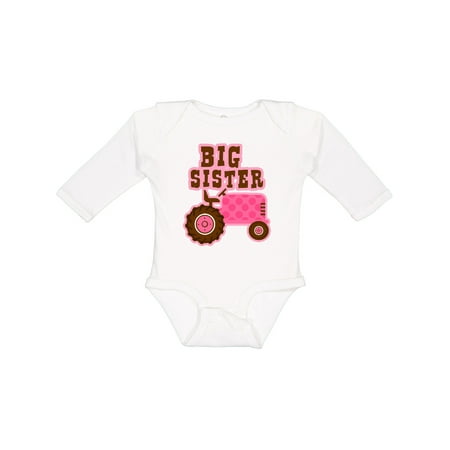 

Inktastic Pink Tractor Big Sister Girls Long Sleeve Baby Bodysuit