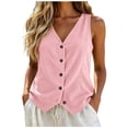 thumbnail image 2 of Ynynloco Suit Vest for Women Corduroy V Neck Button Down Sleeveless Business Casual Vest Tops Waistcoat Blazer Dressy Casual Vests, 2 of 6