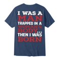 thumbnail image 5 of Creative 2D Printed "I WAS A MAN TRAPPED IN A ..." Mens T Shirt Casual Blouse Soft Tops For Men Solid Color Blouse For Men Daily Wear,5XL,Navy, 5 of 6