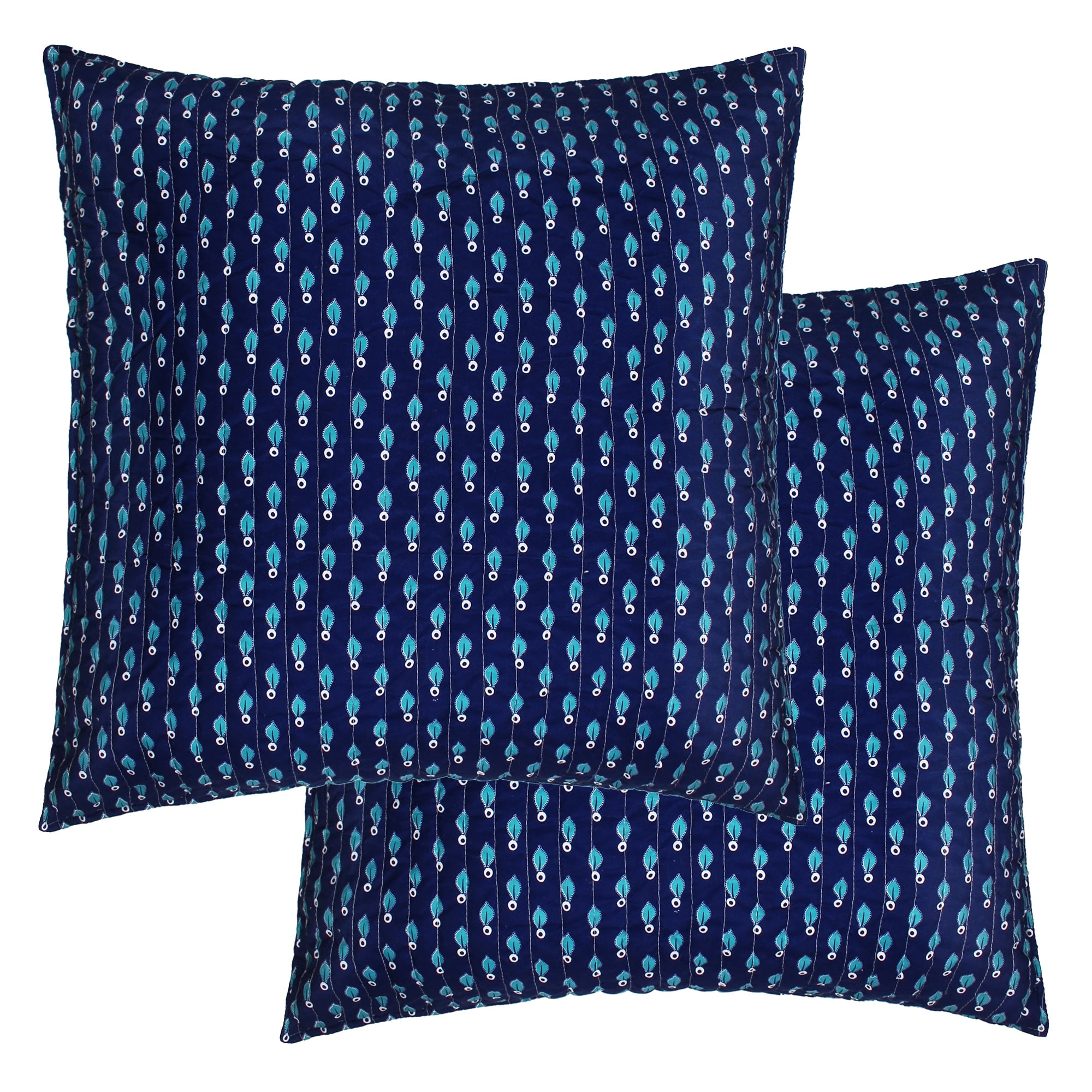 Levtex Home Quilted Euro Shams Set of Two (26 x 26 in.) Leaf Cotton Fabric