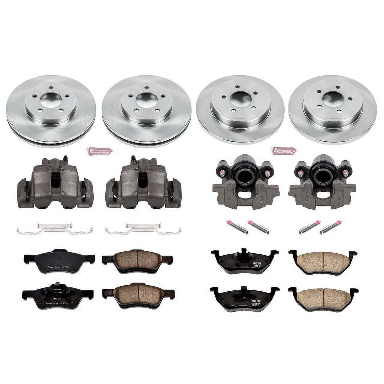PowerStop Front and Rear Stock Replacement Brake Pad and Rotor Kit with Calipers Fits: FORD MERCURY Select Models KCOE4024