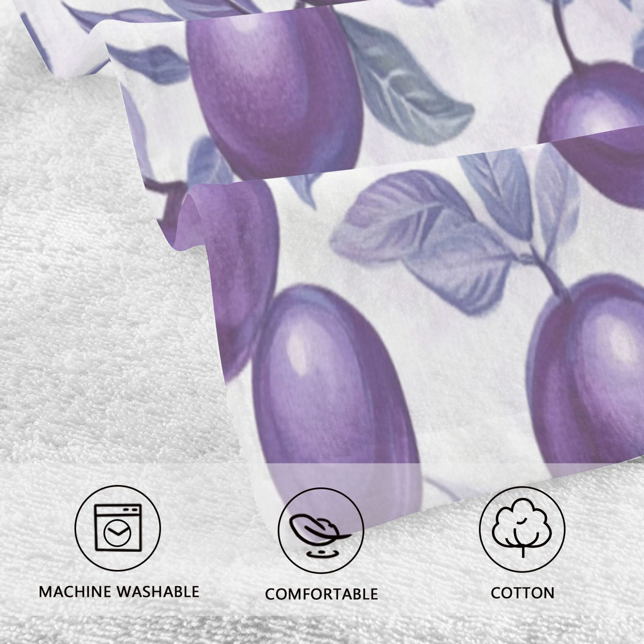 Cotton Towel Two-Piece 16x28 Inch One Sizex2 Face Towel Set Towel Set Cotton Hand Bath Towel Bathroom Beach Large Purple Plum