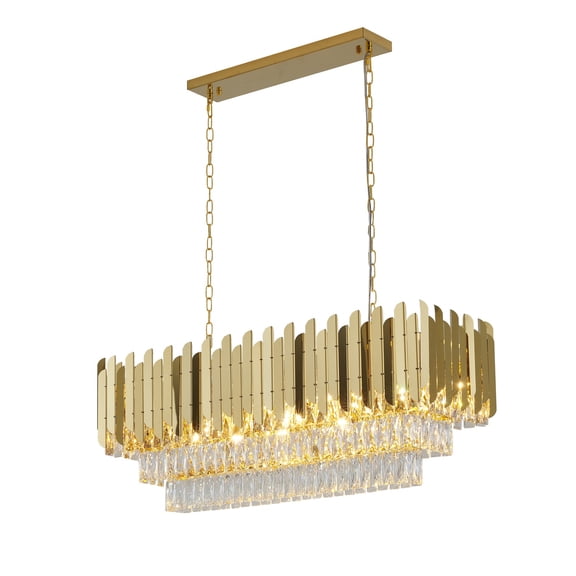 Bethel 12-Light Gold Stainless Steel Chandelier With Clear Crystal Accents
