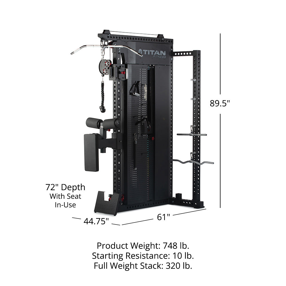 Titan Fitness Selectorized Cable Machine, Lat Pulldown and Low Row Gym Machine, Pin-Loaded 320 LB Weight Stack
