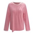 thumbnail image 4 of Youyipin Long Sleeve Shirts for Women Women's 2024 Fall Long Sleeve Tops Pleated Crew Neck Color Block Casual Loose Tee Shirts, 4 of 4