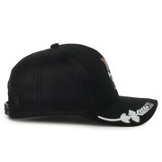 Pabst Blue Ribbon Logo Structured Trucker Hat, Black, Hops-Print Visor, Adjustable Snapback