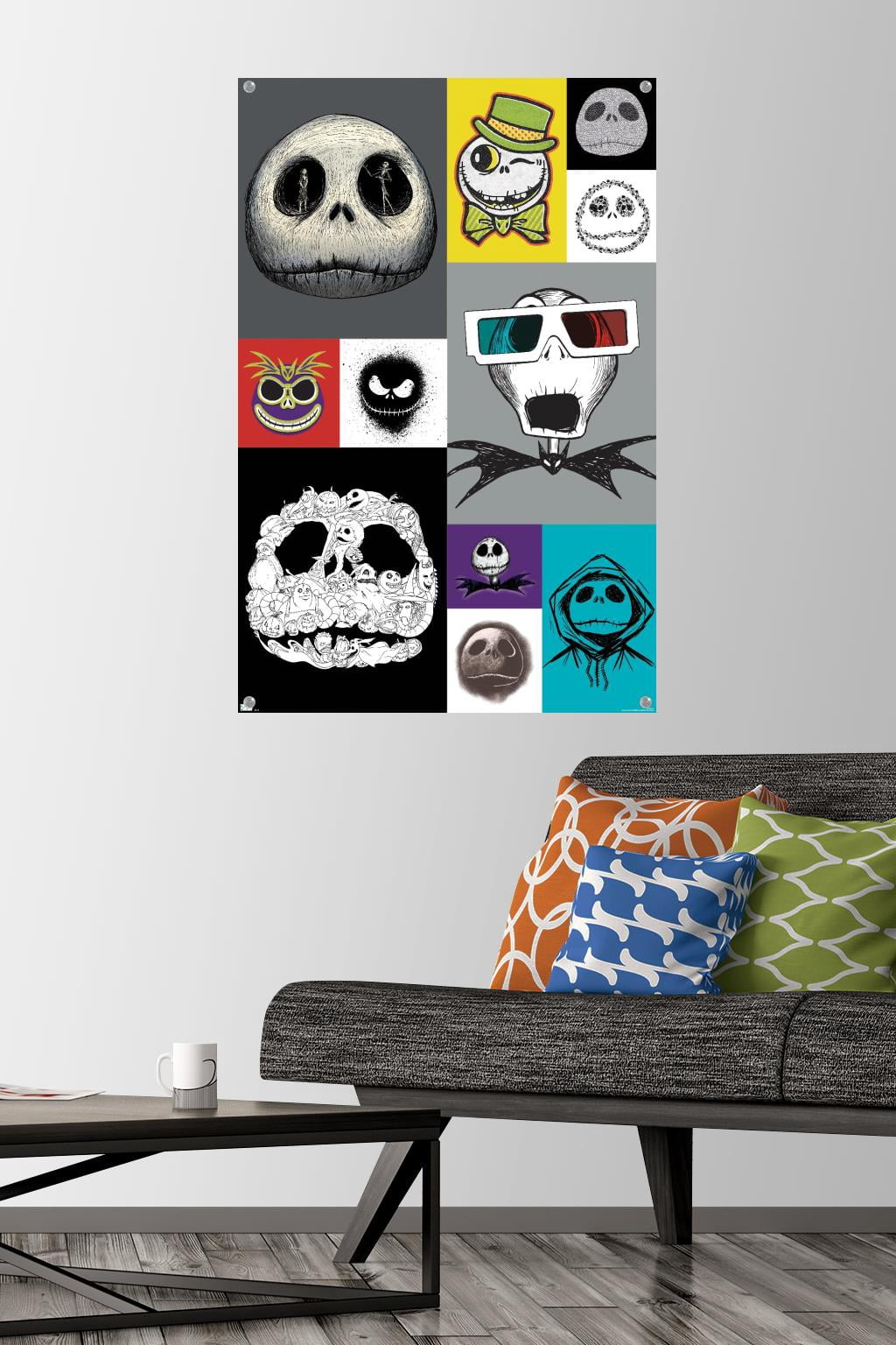 Disney Tim Burton's The Nightmare Before Christmas - Jack Grid Wall Poster with Pushpins, 22.375" x 34"