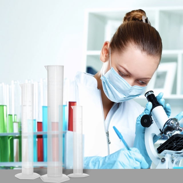WHAMVOX 5Ud Cilindros De Medición De Plástico Transparente Para Uso En Laboratorio Y Hogar Con Borde Ancho