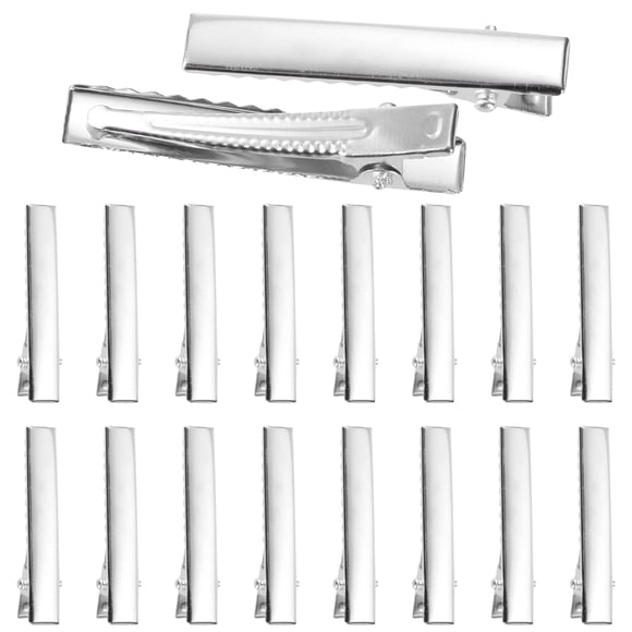 Uxcell 120Pcs Alligator Hair Clips, 41 x 8 mm Silver Metal Curls Clips for Hair, Bow Making, Hairdressing