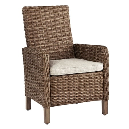 Signature Design by Ashley Beachcroft Wicker Arm Chair with Cushion Set of 2 Brown