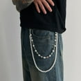 thumbnail image 5 of Fashion Layered Pants Wallet Chains - Exquisite Gold Silver Rhinestone Flower Pearl Jean Pocket Chain for Women Men Cute Bag Purse Charms Jewelry, 5 of 7