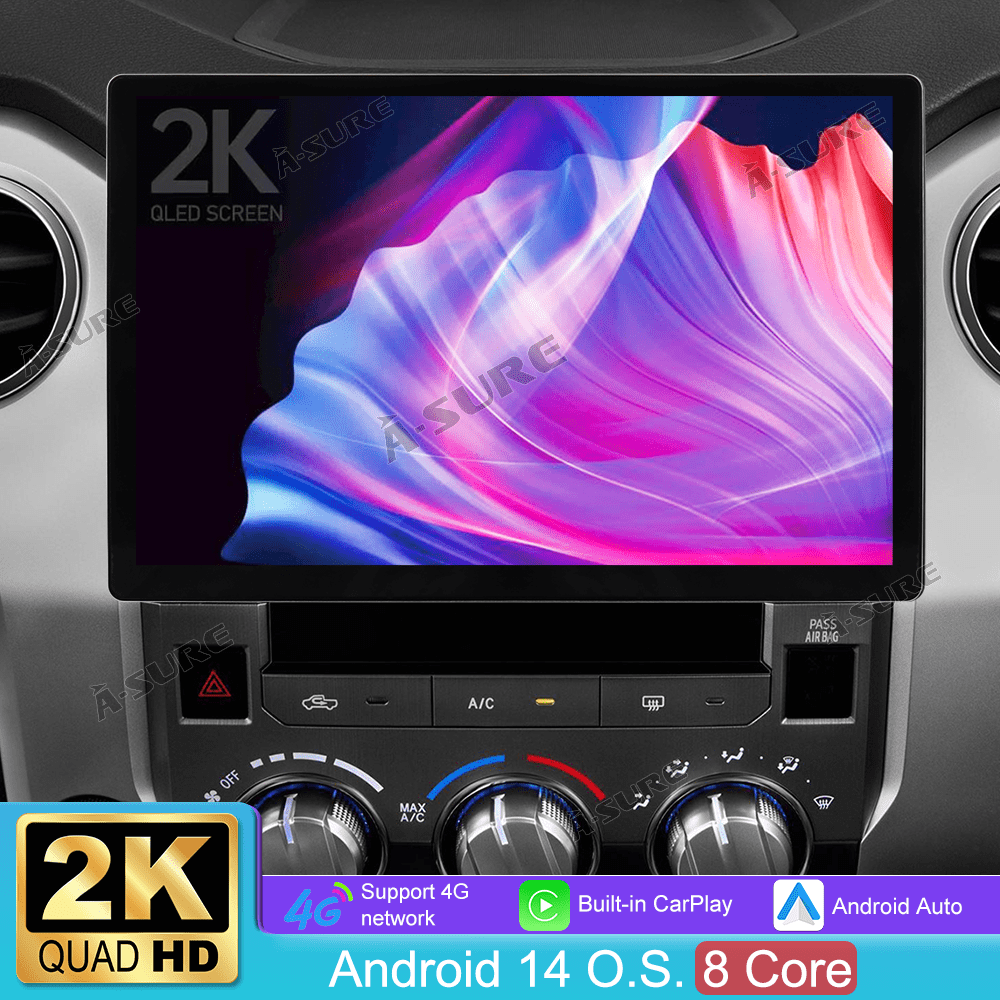 13.1" 2K Touchscreen 8-Core 4+64GB Car Radio Stereo for Toyota Tundra MK2 XK50 2014-2019 with CarPlay/Android Auto/GPS Navi/4G LTE/Wi-Fi/BT 5.0/DSP/SWC