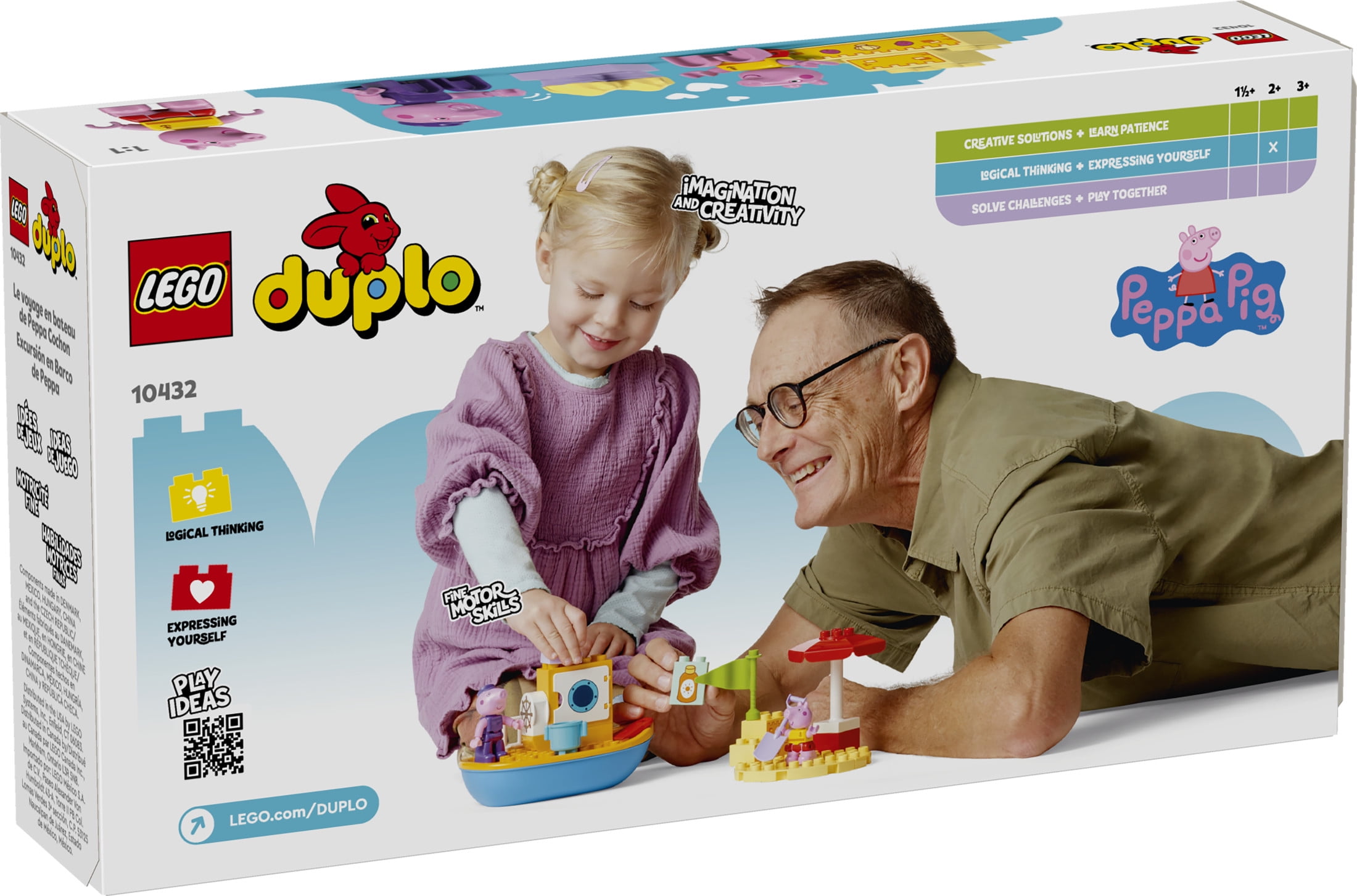 LEGO DUPLO Peppa Pig Boat Trip Bath Toy, Learning Set for Preschool Kids with 2 Peppa Pig Figures, Water Toy Gift Idea for Toddlers, 10432
