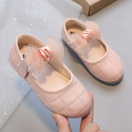 

kpoplk Walking Shoes For Baby Girls Dress Shoes Wedding Bowknot Girl Shoes Princess Party School Shoes Low Sandals For Boys(Pink)