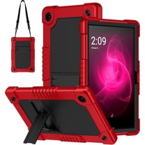 JBuwsdan Case for T-Mobile Revvl Tab 2 Tablet 10.1 inch,Shockproof Kids Friendly Protective Cover Built-in Kickstand with Shoulder Strap for Revvl Tab 2 2025 Tablet 10.1 inch(Red/Black)