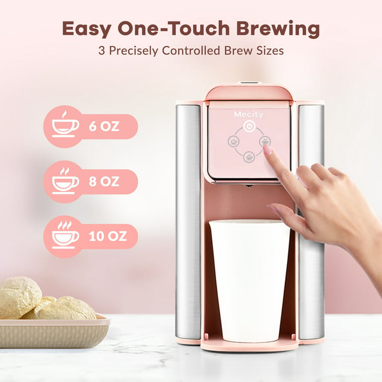 Mecity Coffee Maker 3-in-1 Single Serve Coffee Machine, For K-Cup Coffee  Capsule Pod, Ground Coffee Brewer, Loose Tea maker, 6 to 10 Ounce Cup,  Removable 50 Oz Water Reservoir, 120V 1150W, Pink 