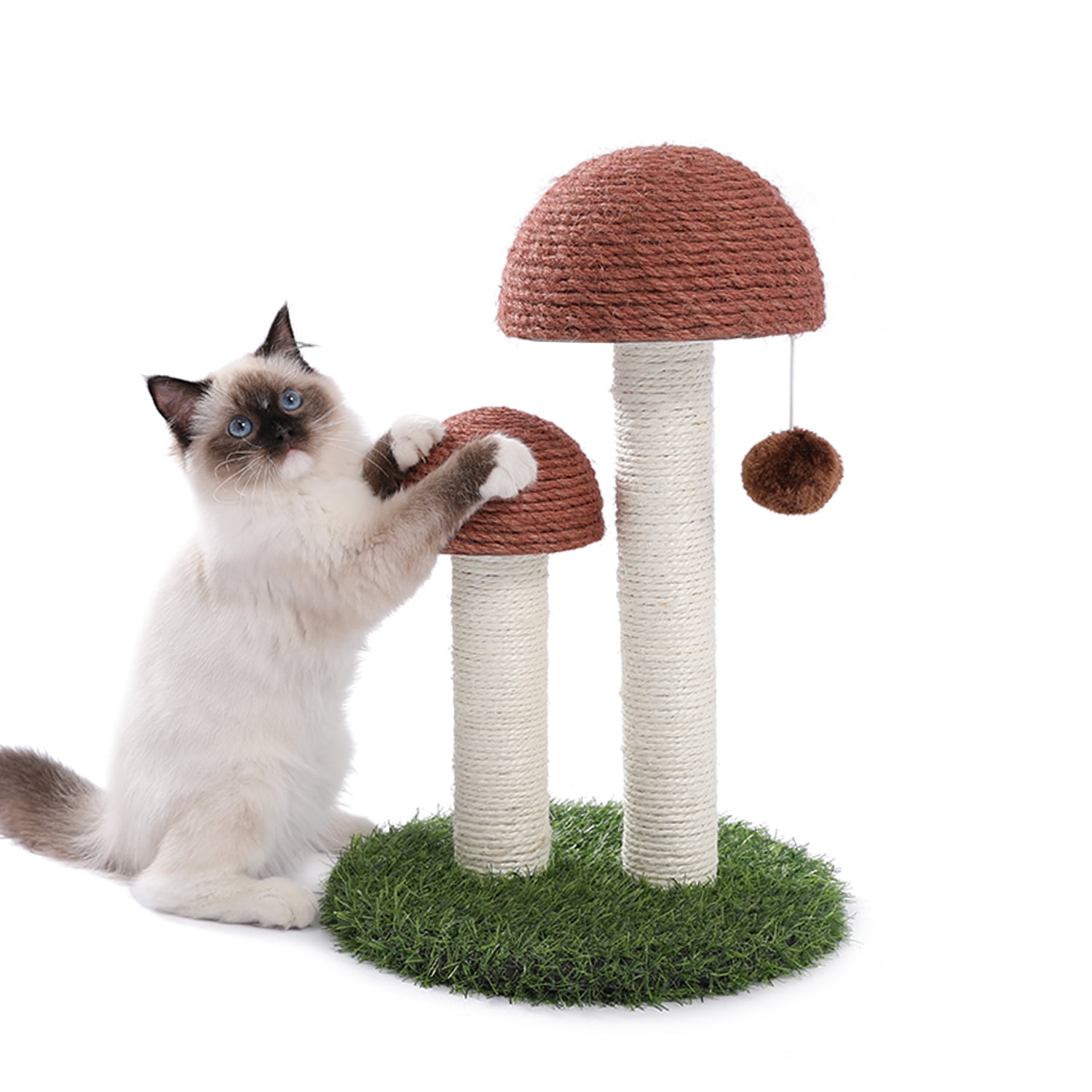 Pefilos 18" Cat Scratching Post, Mushroom Tall Cat Scratcher Featuring with Natural Sisal Scratching Poles and Interactive Toy Ball Cat Tower for Kittens and Small Cats, Brown Pefilos 18" Cat Scratching Post, Mushroom Tall Cat Scratcher Featuring with Natural Sisal Scratching Poles and Interactive Toy Ball Cat Tower for Kittens and Small Cats, Brown