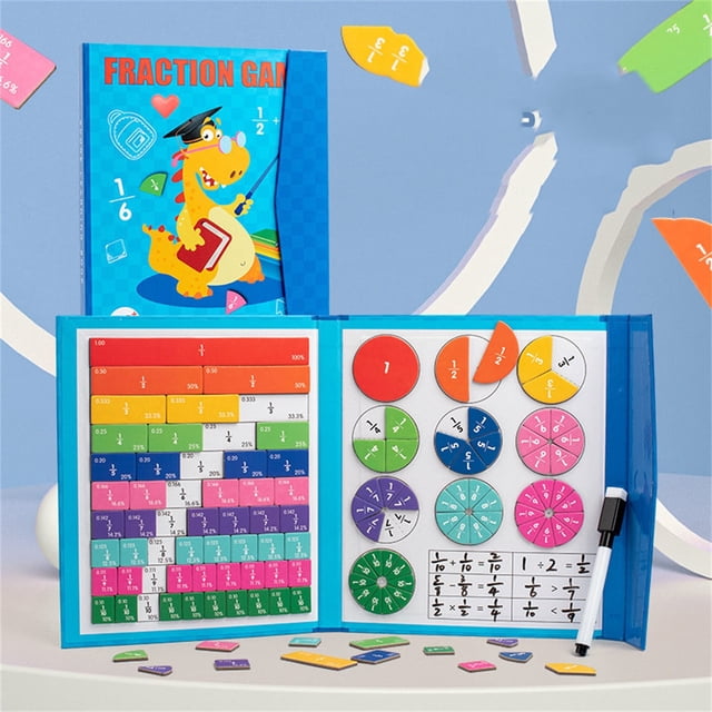 Fiudx Juego de Fracciones Magnéticas, Herramienta Interactiva de Aprendizaje de Fracciones, Demostrador Visual de Descomposición, Ayuda para Sumar y Restar, para Uso En Casa y En La Escuela, Regalo p