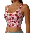 thumbnail image 2 of Goofa Rose Flowers Printed Sports Bras for Women, High Impact Running Bra Workout Crop Tank Tops Longline Sports Bra Push up-X-Large, 2 of 9