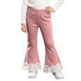 thumbnail image 3 of Rvasteizo Girls Flare Pants Cotton Fabric Lace Hem Outdoor Casual Long Pants for Kids 1-11Y 4 Years, 3 of 5