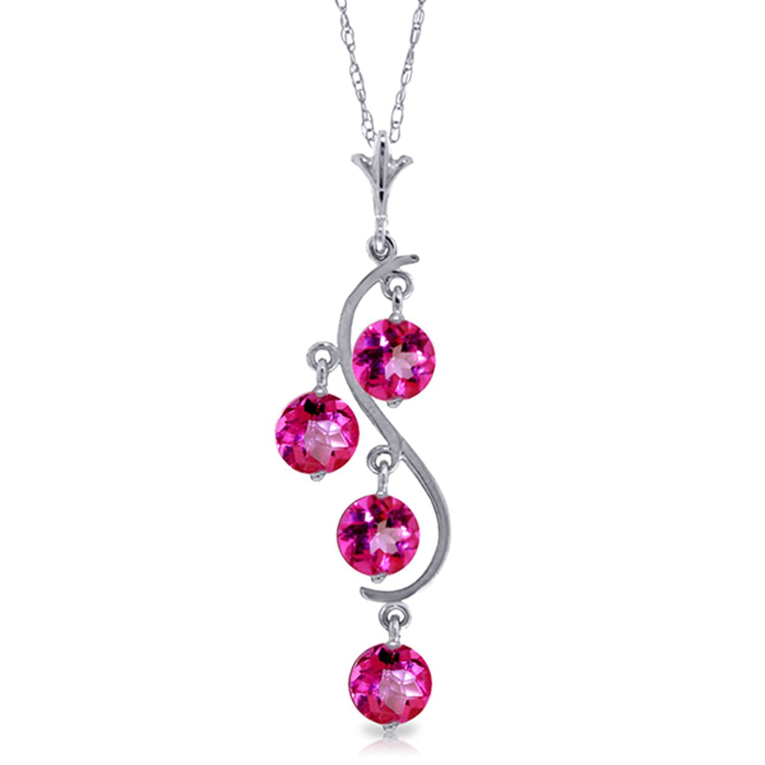 ALARRI 2.25 Carat 14K Solid White Gold Own Delight Pink Topaz Necklace with 20 Inch Chain Length