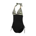 thumbnail image 4 of TRKIYQC Traje de baño femenino de 2 piezas, camisola de cuello halter de color sólido con cordón + bragas de bikini para mujer, S / M / L / XL / XXL TRKIYQC casual, 4 of 6