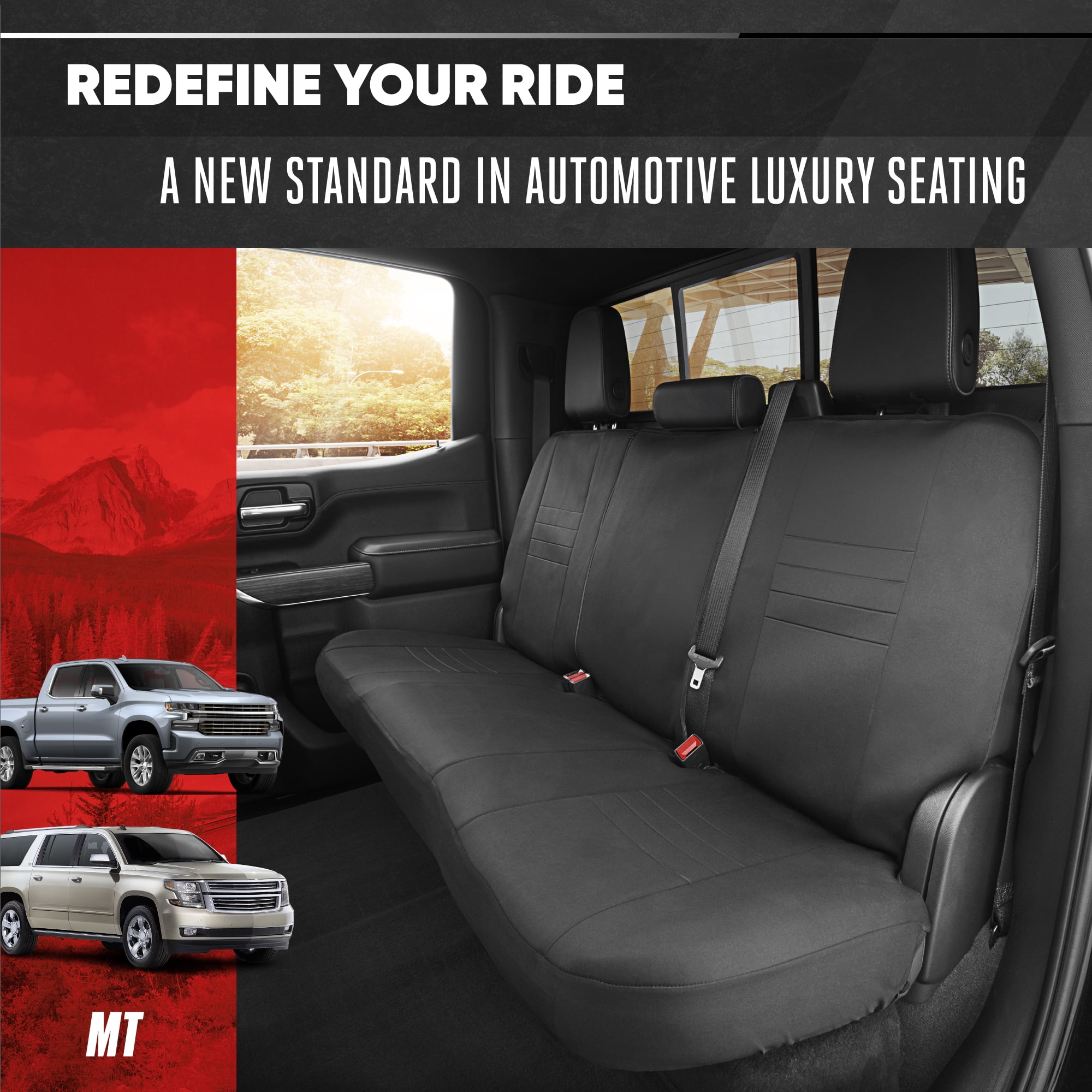Neoprene Advantage Rear Bench Seat Cover - Waterproof and Universal Fit for Trucks, SUVs, and Vans, Black