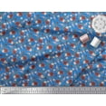 thumbnail image 2 of Soimoi Blue Cotton Poplin Fabric Leaves & Chrysanthemum Floral Print Sewing Fabric Yard 42 Inch Wide, 2 of 3