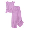 thumbnail image 6 of HAYIMI Womens Summer Outfits Sets 2 Pieces Elegant Casual Fly Sleeve Shirts Tops And Trousers Lightweight Comfortable Everyday Warm Weather Modern Relaxed Fit Solid Color Relaxed Fit Clothing Sets, 6 of 7